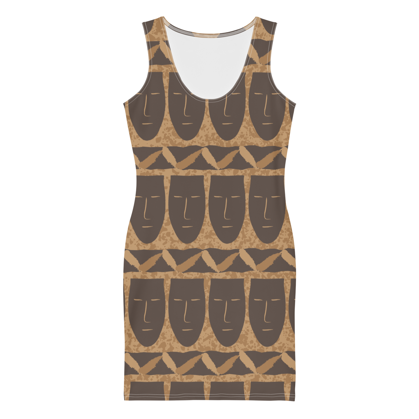 Mask Pattern Bodycon dress