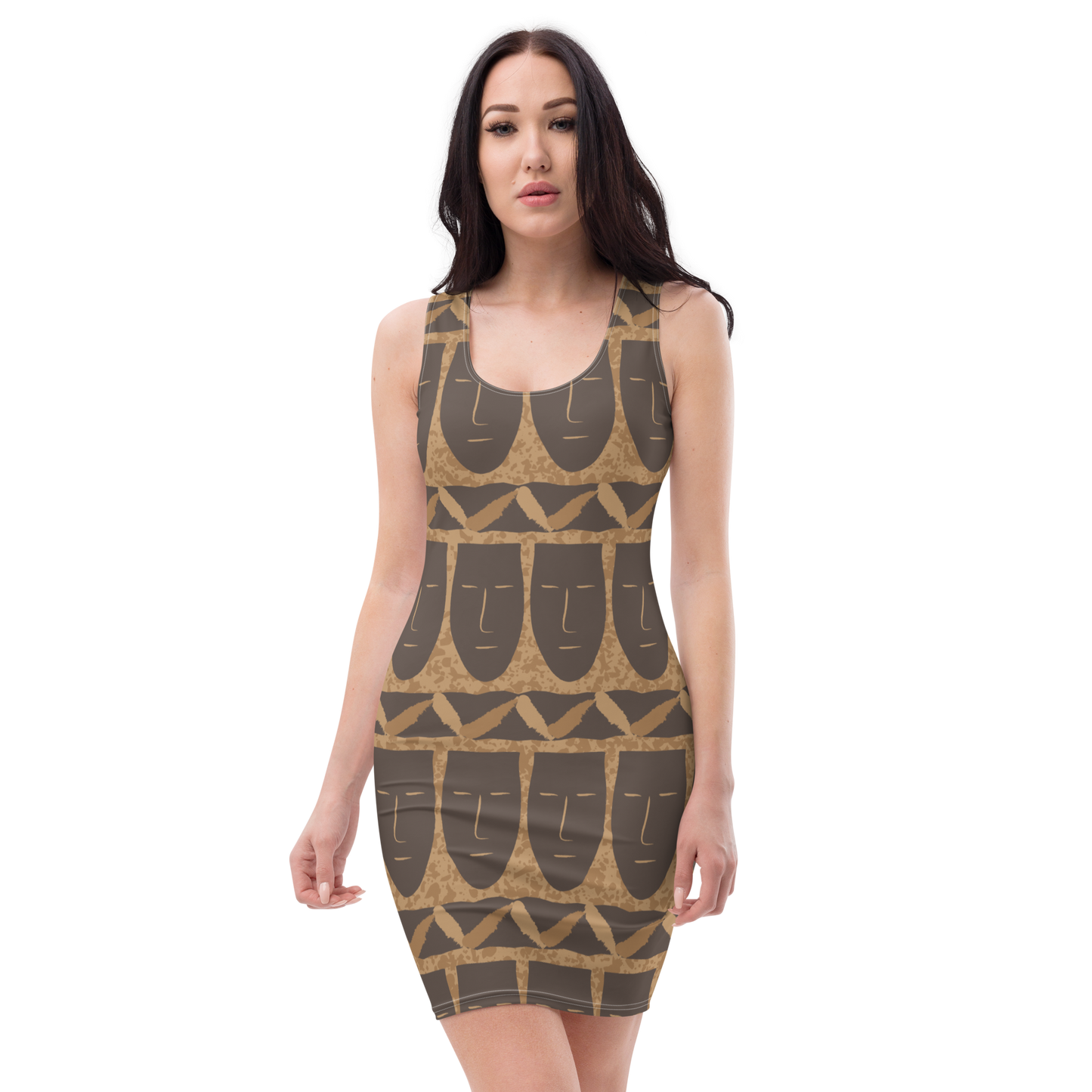 Mask Pattern Bodycon dress