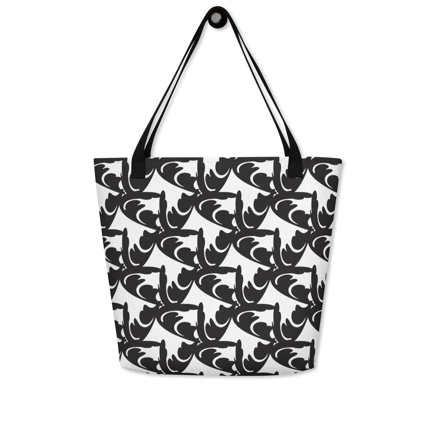 Lazy Floral (BW) All-Over Print Large Tote Bag