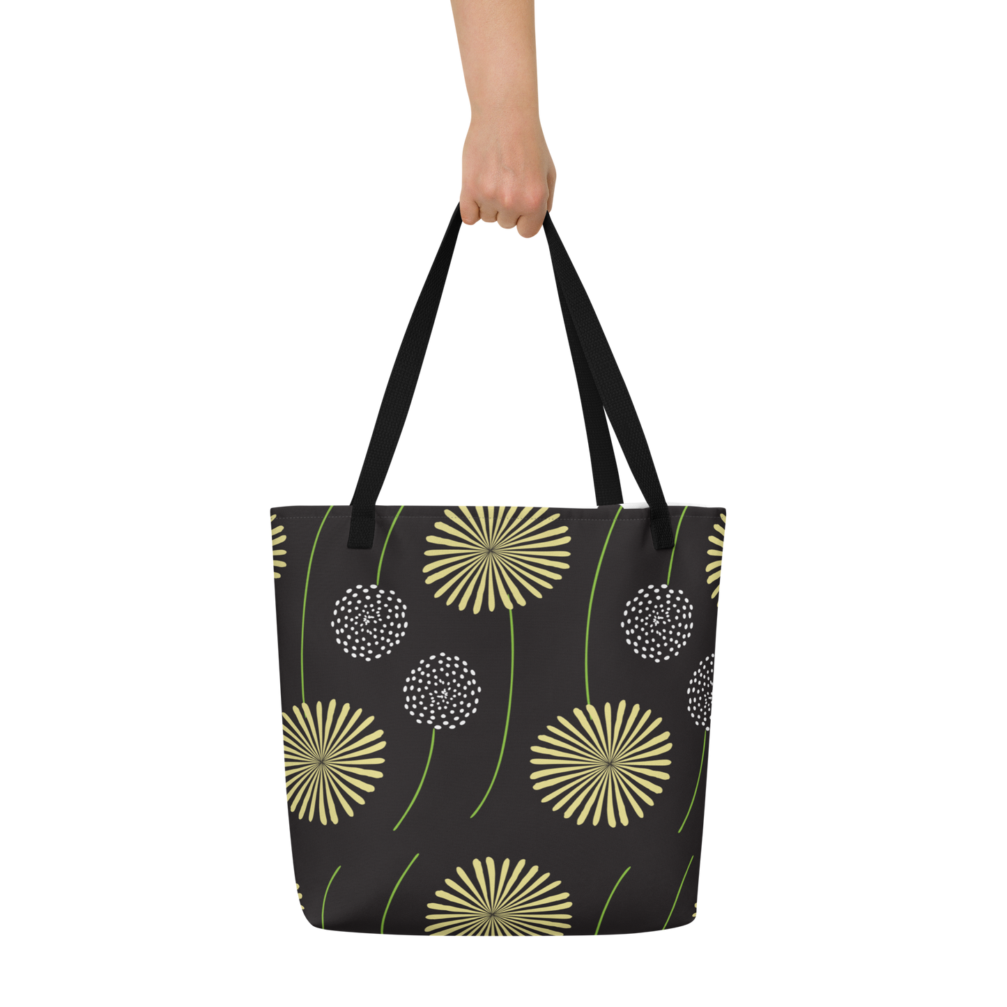 Yellow & White Floaters All-Over Print Large Tote Bag