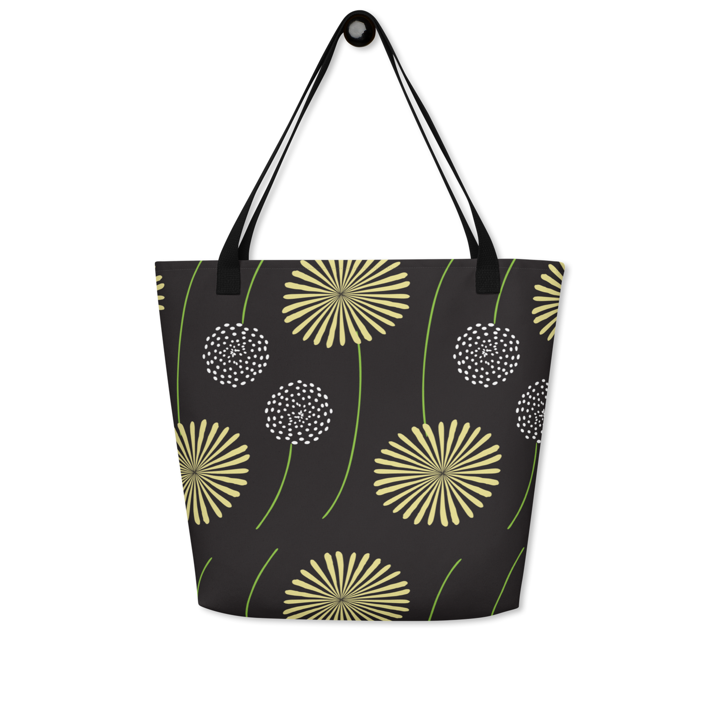 Yellow & White Floaters All-Over Print Large Tote Bag