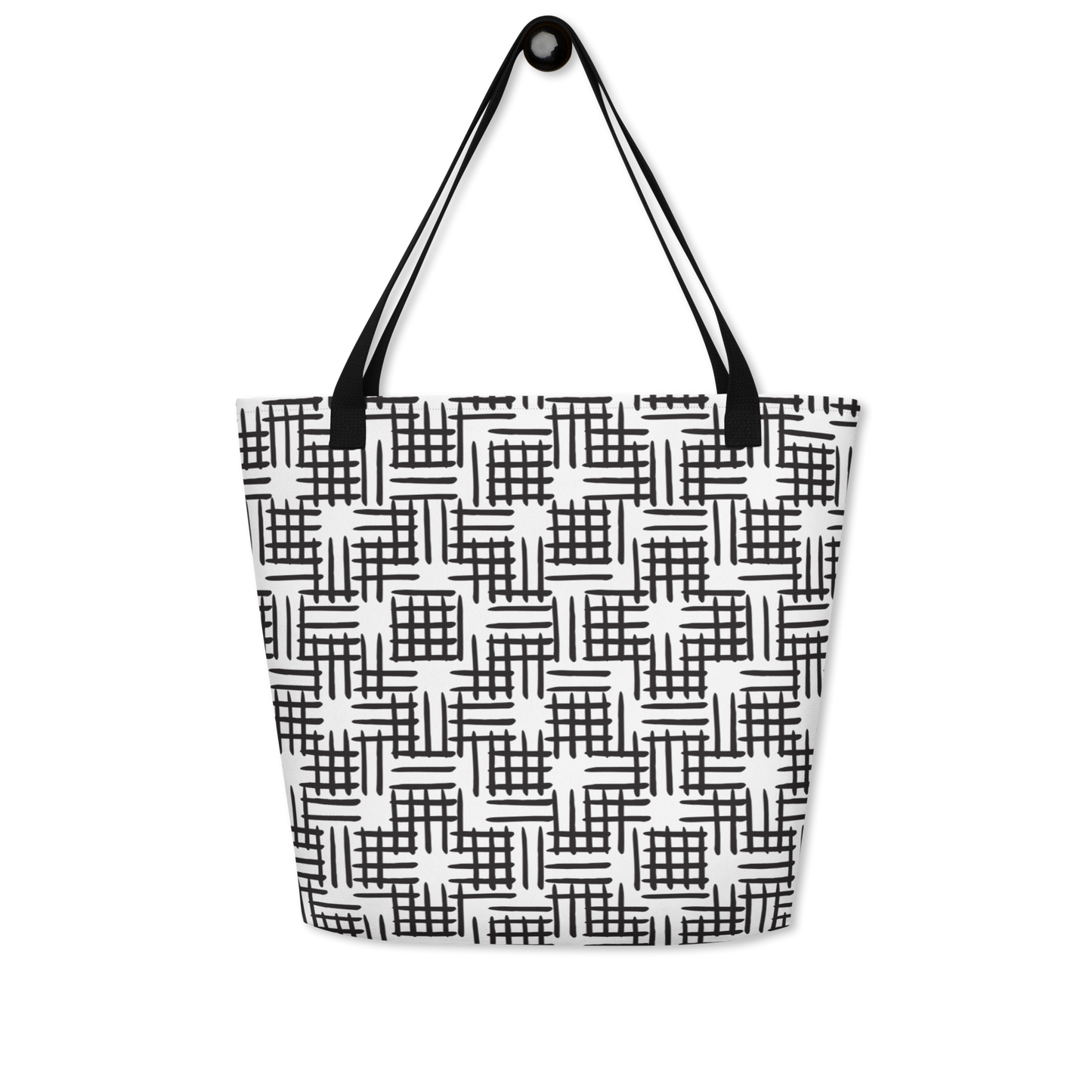 Hatch Squares All-Over Print Large Tote Bag