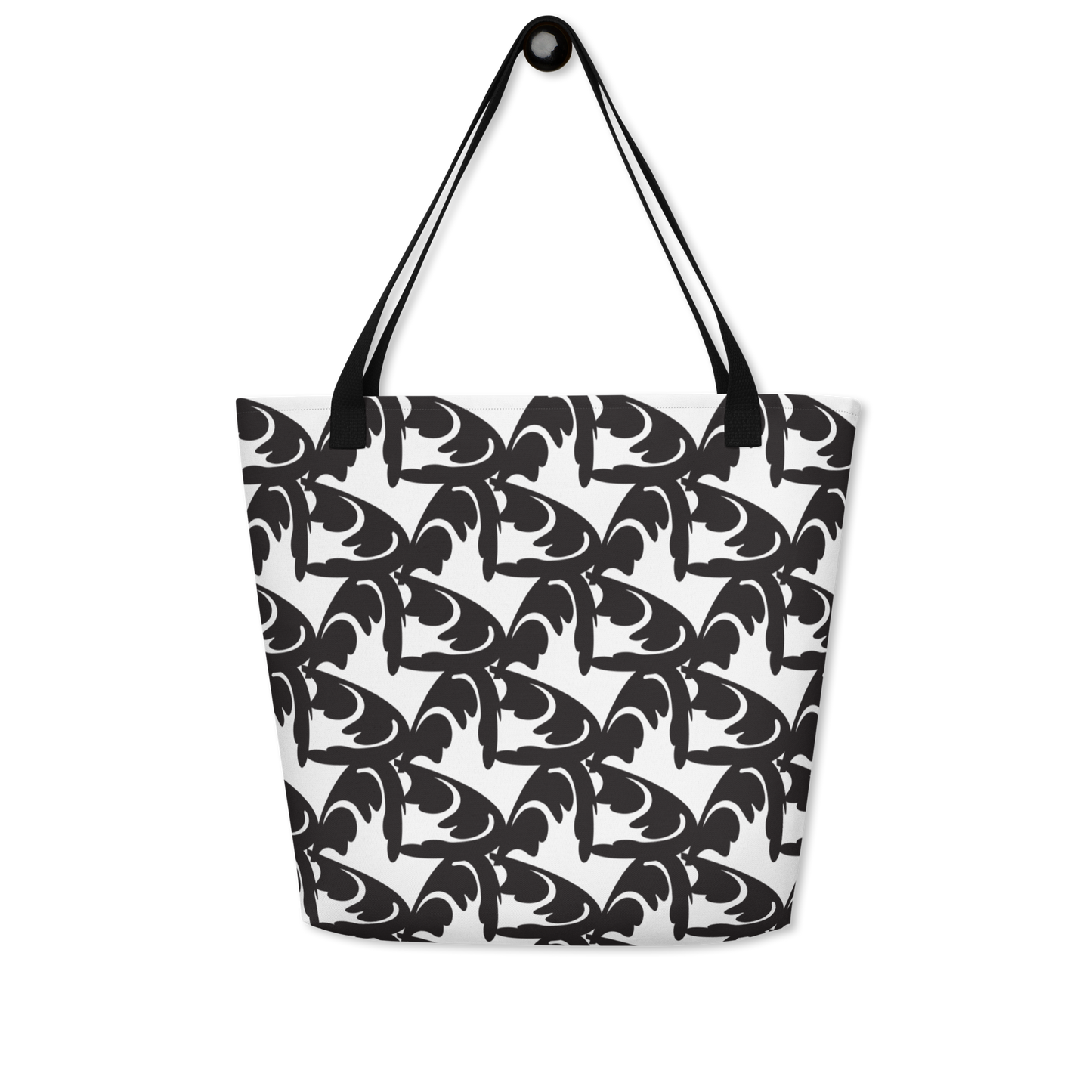 Lazy Floral (BW) All-Over Print Large Tote Bag