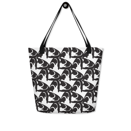 Lazy Floral (BW) All-Over Print Large Tote Bag