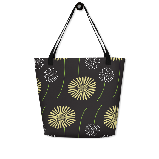 Yellow & White Floaters All-Over Print Large Tote Bag