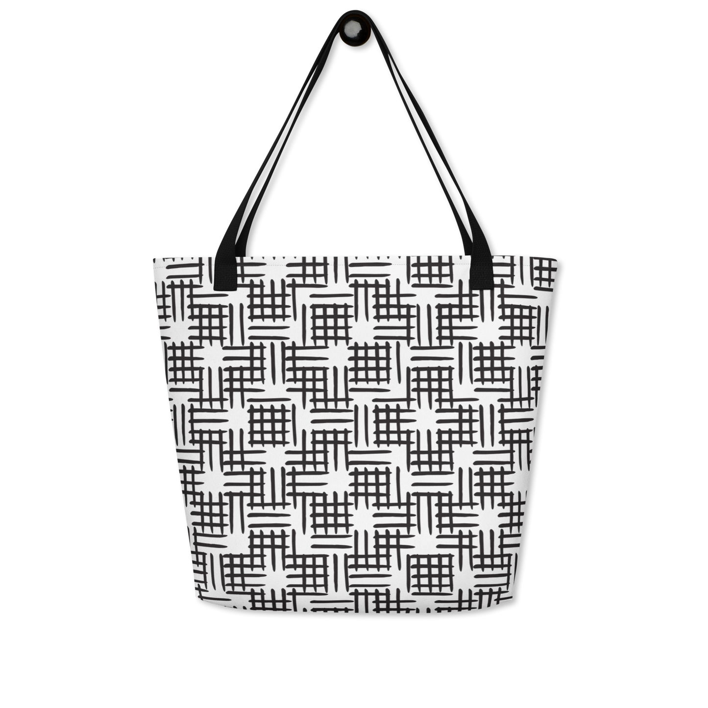 Hatch Squares All-Over Print Large Tote Bag