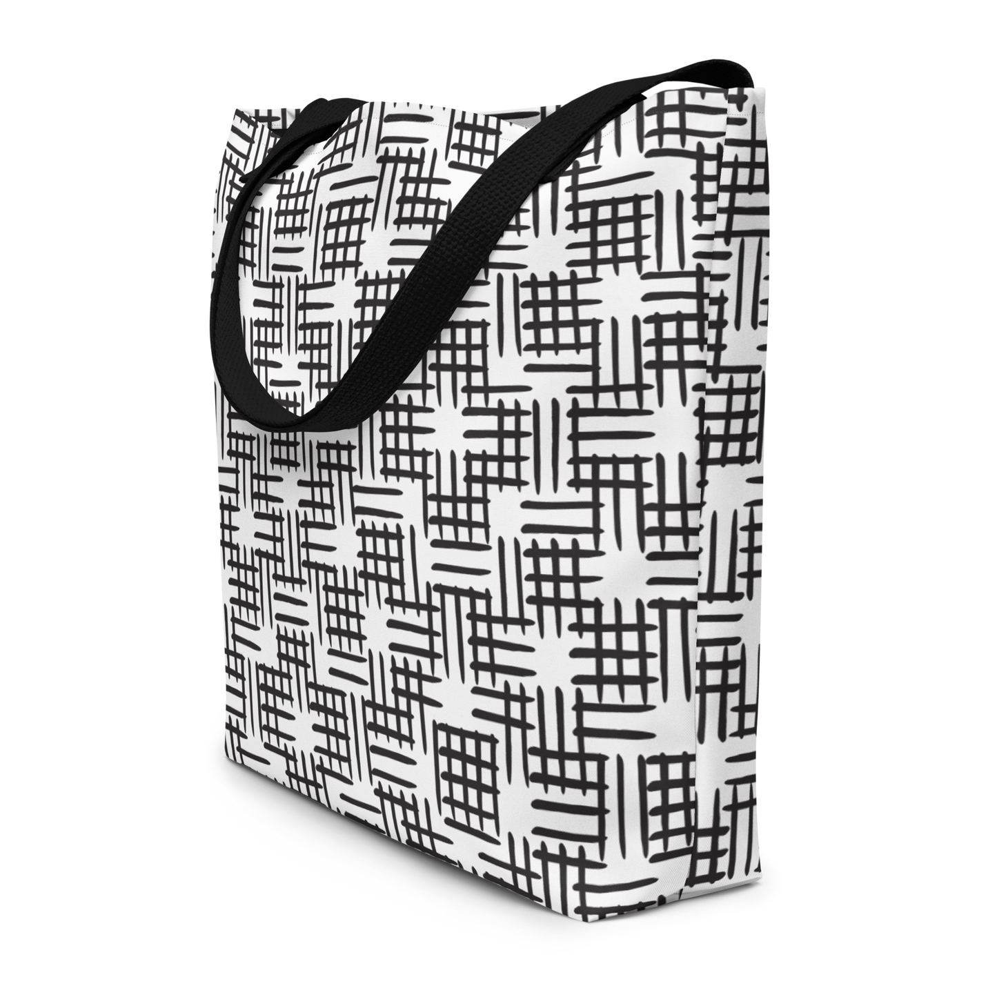 Hatch Squares All-Over Print Large Tote Bag