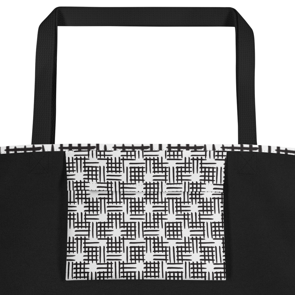 Hatch Squares All-Over Print Large Tote Bag