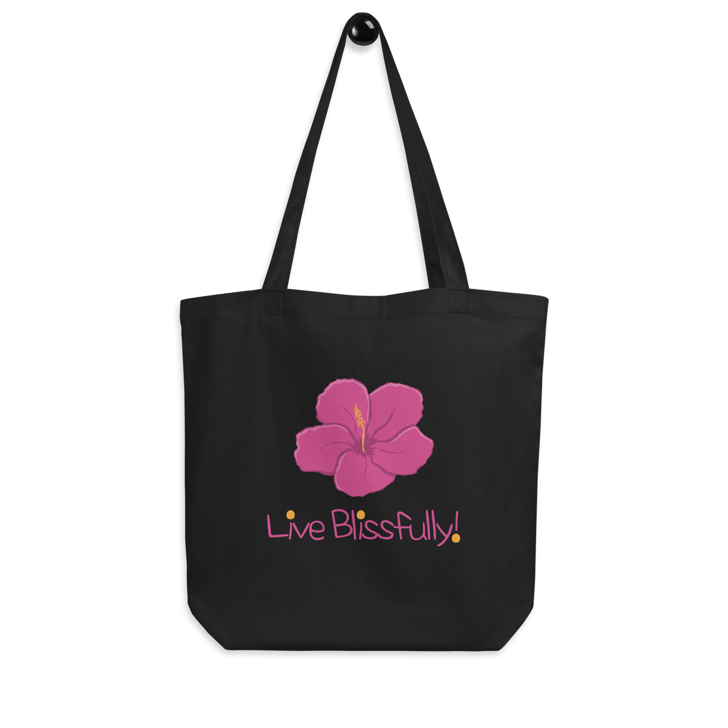 Live Blissfully! (pink flower) Eco Tote Bag