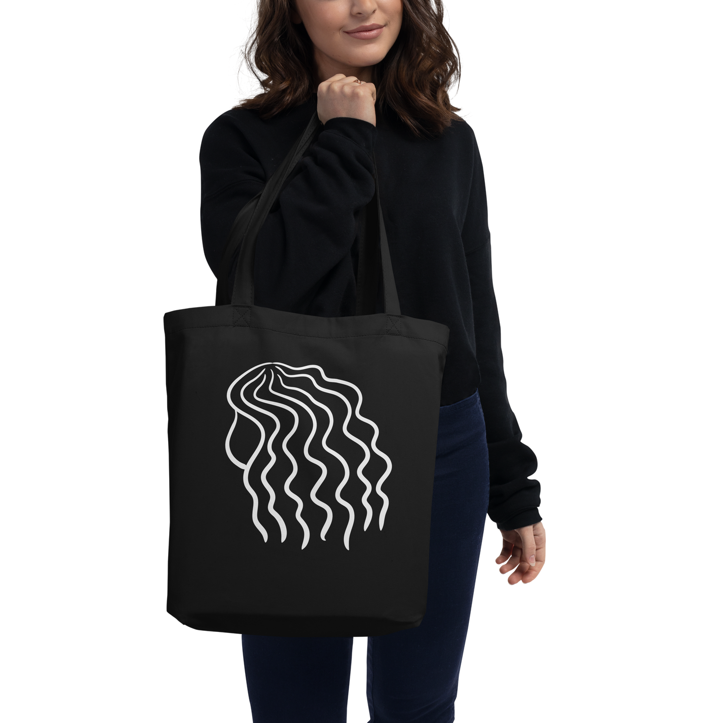 Wavy Hair (white) Eco Tote Bag