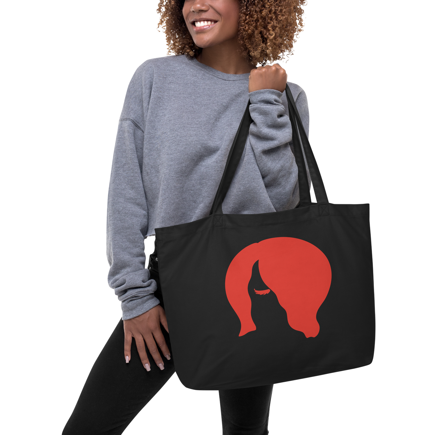 One-Eyed (red) Large organic tote bag