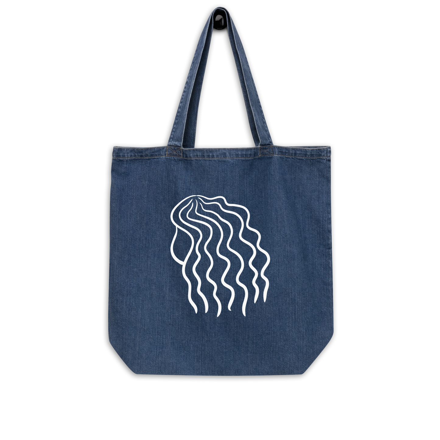 Wavy Hair Organic denim tote bag