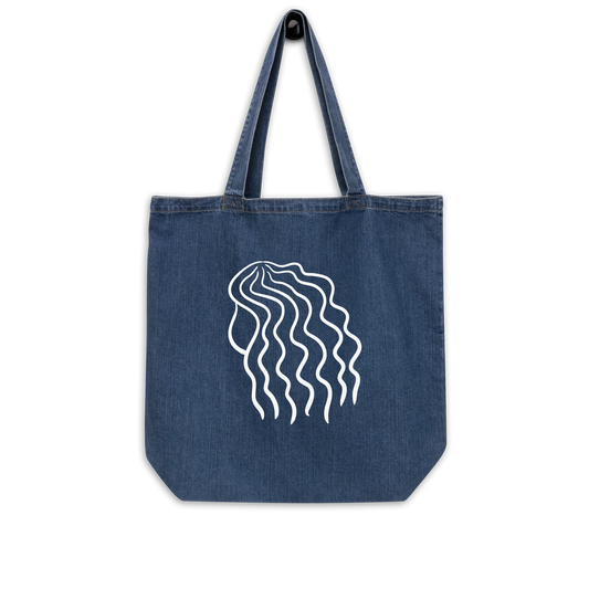 Wavy Hair Organic denim tote bag